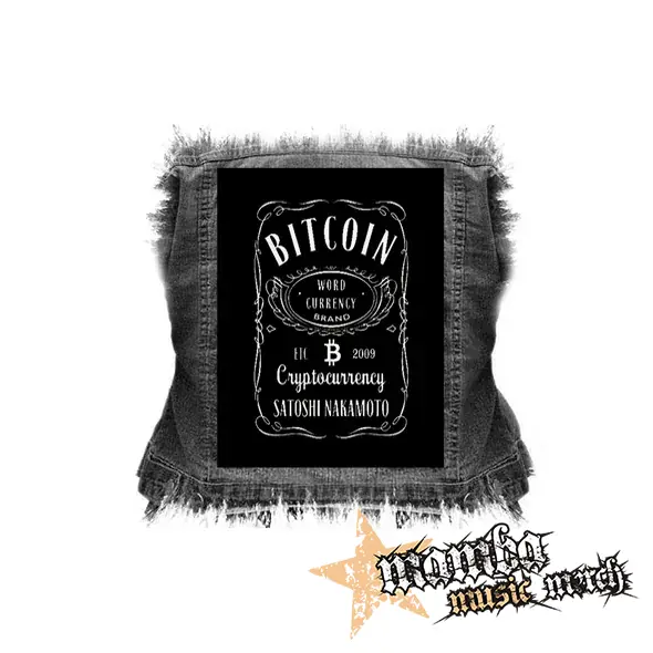 BITCOIN - Jack Daniels Motive - chrbtová nášivka (36 x 27 cm)