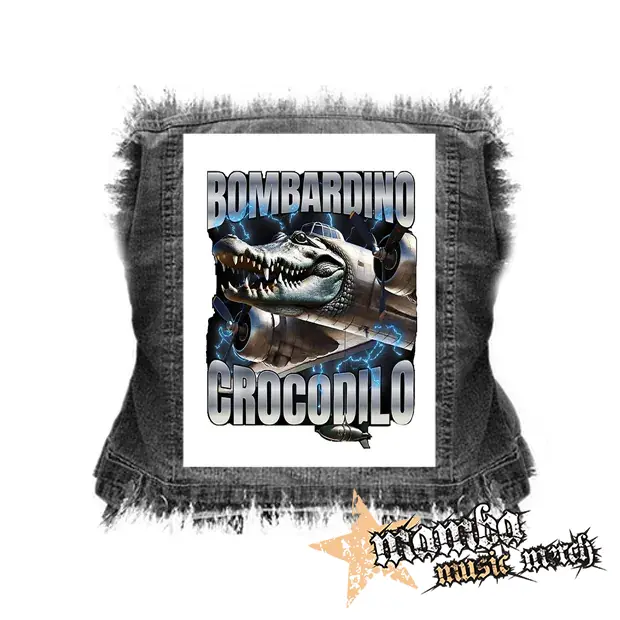 BOMBARDINO CROCODILO - Motive 1 NA BIELE - chrbtová nášivka (36 x 27 cm)