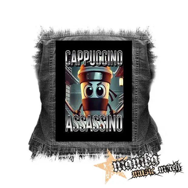 CAPPUCCINO ASSASSINO - Motive 1 na cierne - chrbtová nášivka (36 x 27 cm)