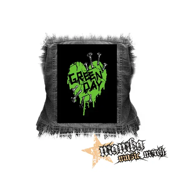 GREEN DAY - Green Heart - chrbtová nášivka (36 x 27 cm)