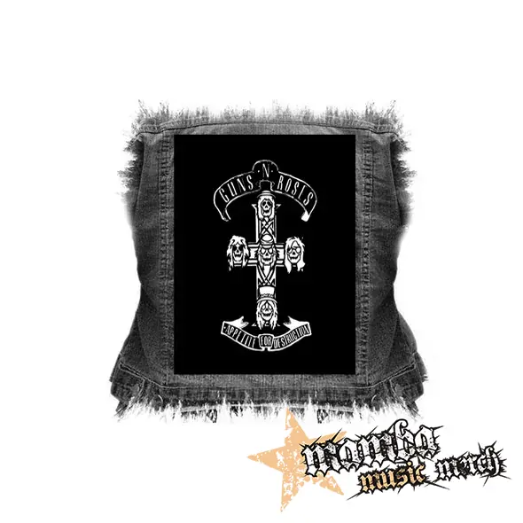 GUNS N ROSES - Appetite For Destruction Cross - chrbtová nášivka (36 x 27 cm)