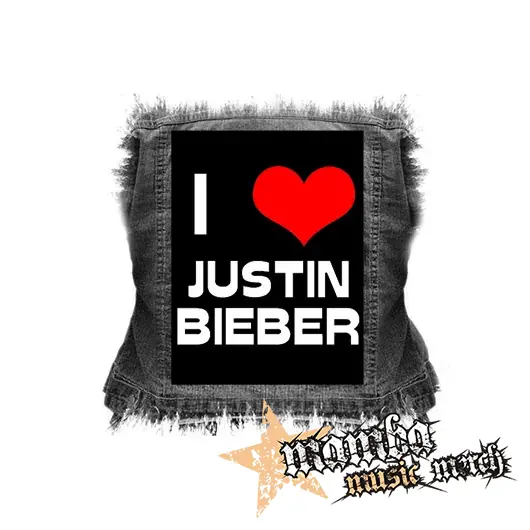 I LOVE JUSTIN BIEBER - chrbtová nášivka (36 x 27 cm)