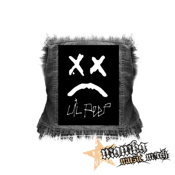 LIL PEEP - Sad Face And Logo - chrbtová nášivka (36 x 27 cm)