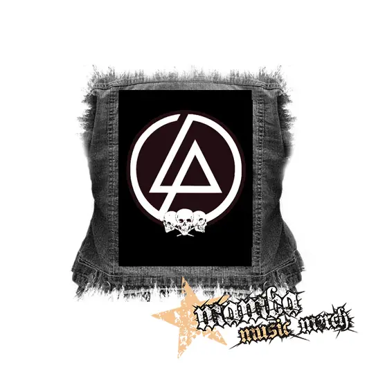 LINKIN PARK - Brown Logo And Skulls - chrbtová nášivka (36 x 27 cm)