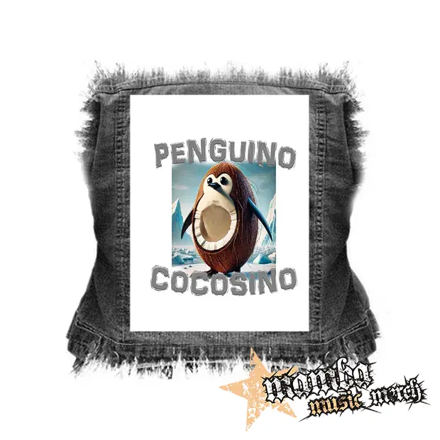 PENGUINO COCOSINO na BIELE - chrbtová nášivka (36 x 27 cm)