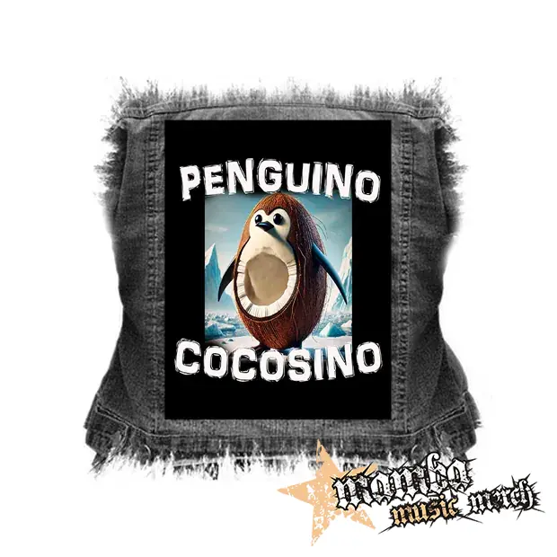 PENGUINO COCOSINO na CIERNE - chrbtová nášivka (36 x 27 cm)