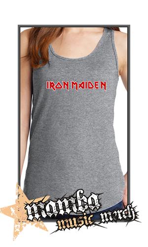 IRON MAIDEN - Logo Red White - Ladies Vest Top - šedé