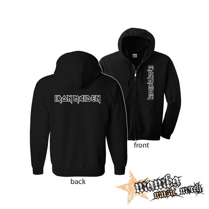 IRON MAIDEN - Logo White - čierna detská mikina na zips