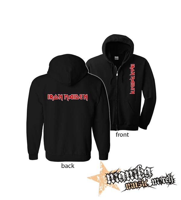 IRON MAIDEN - Logo Red White - čierna detská mikina na zips