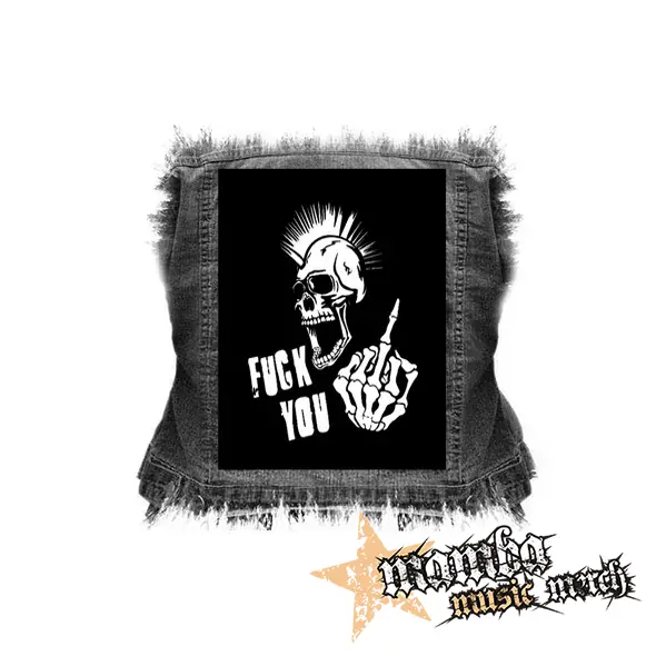 PUNK SKULL - Fuck You - chrbtová nášivka (36 x 27 cm)