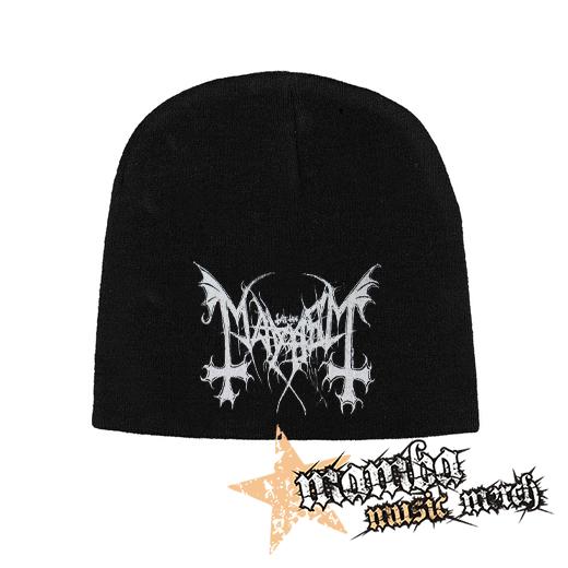 Čierna zimná čiapka MAYHEM - Logo White Beanie