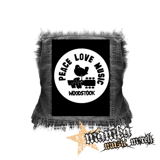 WOODSTOCK - Peace Love Music - chrbtová nášivka (36 x 27 cm)