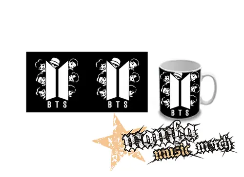Hrnček - BTS - BANGTAN BOYS - Cartoon Band NA ČIERNE
