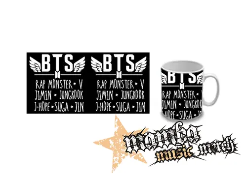 Hrnček - BTS - BANGTAN BOYS - Logo And Names