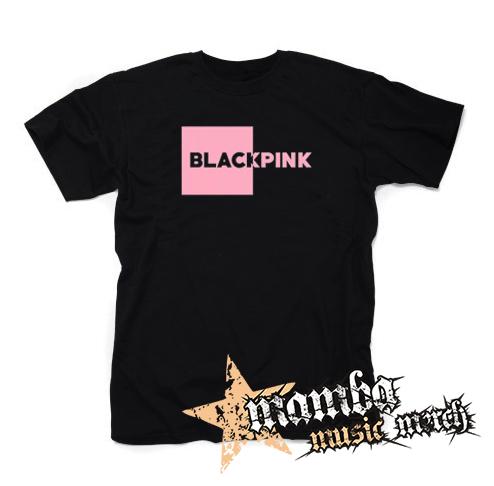 BLACKPINK - Pink Square Crest - čierne detské tričko