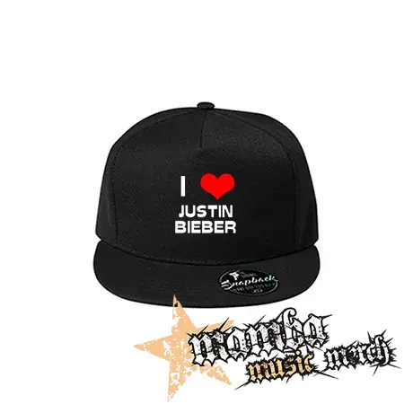 I LOVE JUSTIN BIEBER - čierna šiltovka model "Snapback"