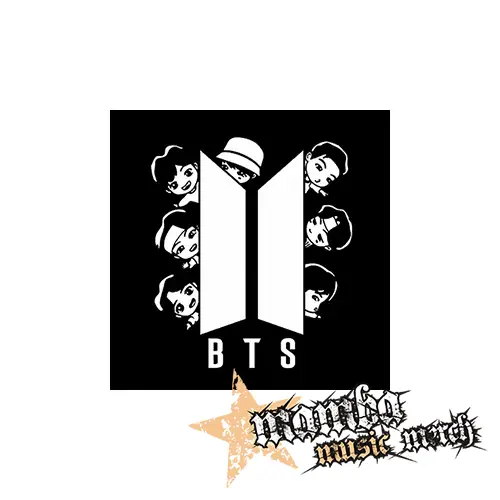 BTS - BANGTAN BOYS - Cartoon Band NA ČIERNE - Podložka pod pohár