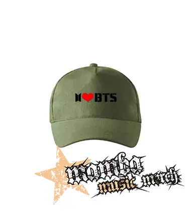 I LOVE BTS - Logo - olivová šiltovka "khaki"