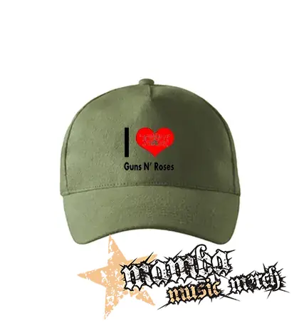 I LOVE GUNS N ROSES 2 - olivová šiltovka "khaki"