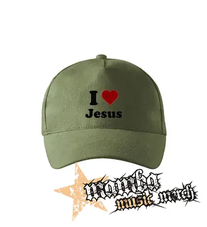 I LOVE JESUS - olivová šiltovka "khaki"