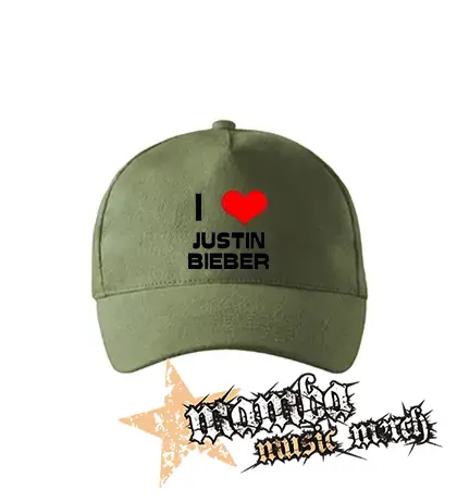 I LOVE JUSTIN BIEBER - olivová šiltovka "khaki"