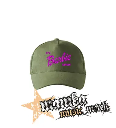 ITS BARBIE BITCH - Logo Ruzove - olivová šiltovka "khaki"