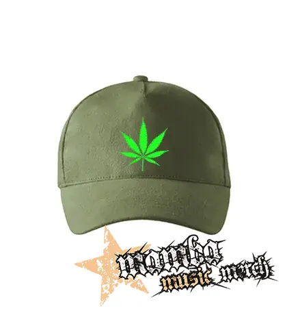 MARIHUANA - Green Leaf - olivová šiltovka "khaki"