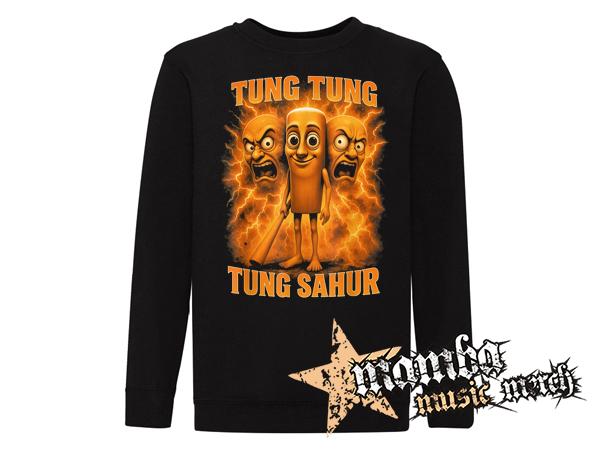 TUNG TUNG TUNG SAHUR - Motive 2 - čierna detská mikina bez kapuce