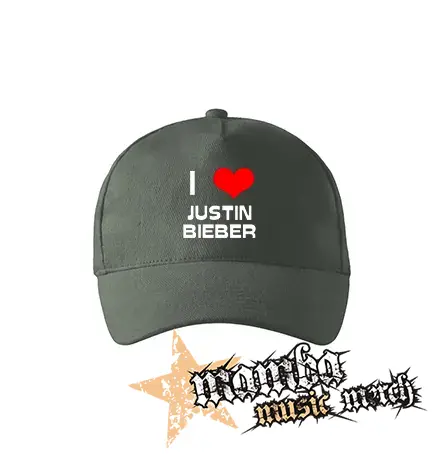 I LOVE JUSTIN BIEBER - šiltovka vo farbe tmavá bridlica