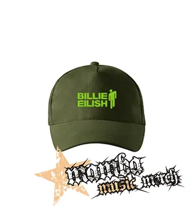 BILLIE EILISH - Logo And Stickman - zelená šiltovka "military green"