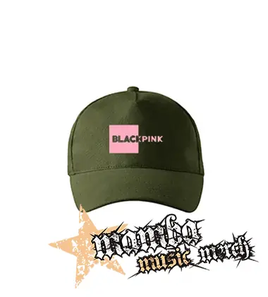 BLACKPINK - Pink Square Crest - zelená šiltovka "military green"