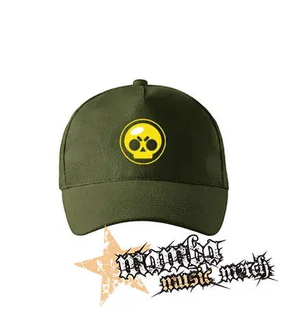 BRAWL STARS - Yellow Skull - zelená šiltovka "military green"