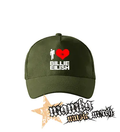 I LOVE BILLIE EILISH - zelená šiltovka "military green"
