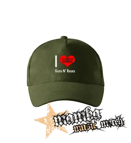 I LOVE GUNS N ROSES 2 - zelená šiltovka "military green"
