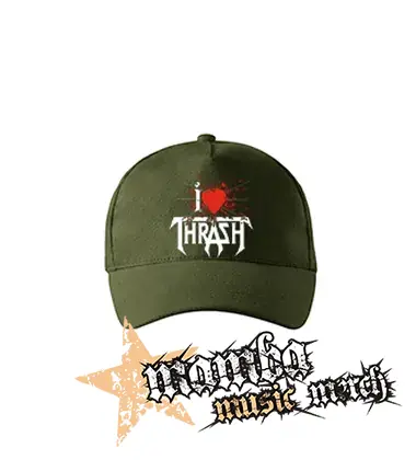 I LOVE THRASH - zelená šiltovka "military green"