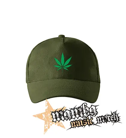MARIHUANA - Green Leaf - zelená šiltovka "military green"