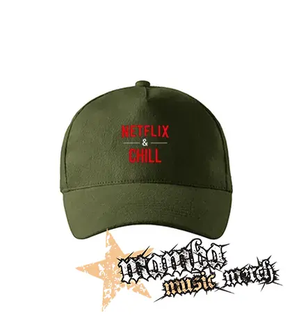 NETFLIX & CHILL - zelená šiltovka "military green"