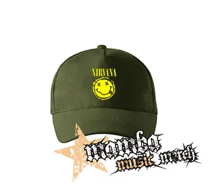 NIRVANA - Grunge Smile - zelená šiltovka "military green"