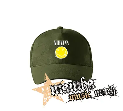 NIRVANA - Yellow Black Smile - zelená šiltovka "military green"