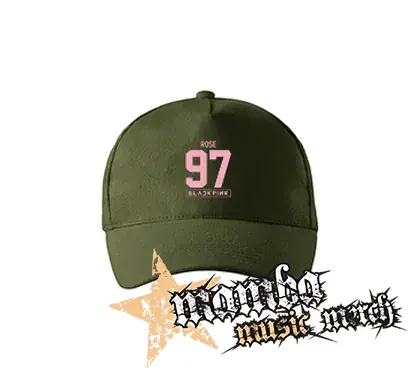 ROSÉ 97 - BLACKPINK - Pink Number Years - zelená šiltovka "military green"