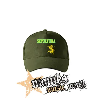 SEPULTURA - Brasil Flag Logo - zelená šiltovka "military green"