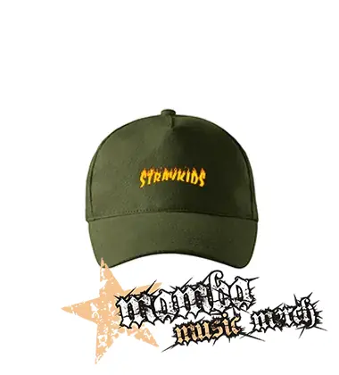 STRAY KIDS - Thrasher Logo Flame - zelená šiltovka "military green"
