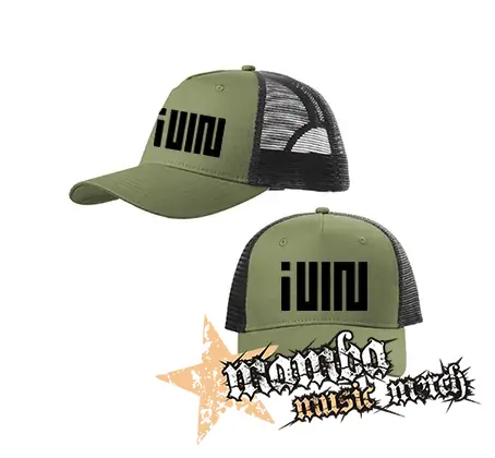 (G)I-DLE - Logo Kpop Band - olivovočierna sieťkovaná šiltovka model "Trucker Cap"