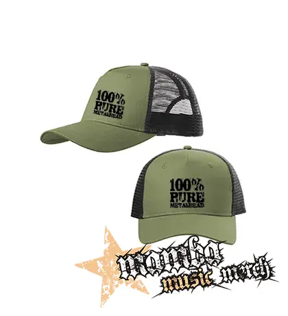 100% PURE METAL HEAD - olivovočierna sieťkovaná šiltovka model "Trucker Cap"