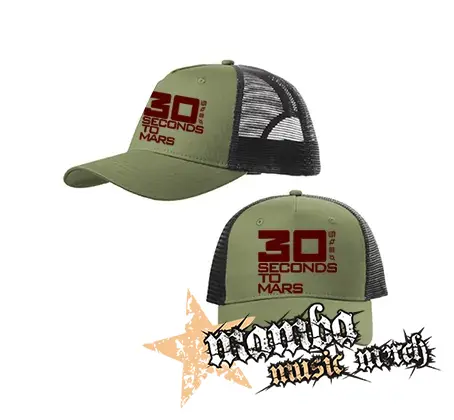 30 SECONDS TO MARS - Logo Bordo - olivovočierna sieťkovaná šiltovka model "Trucker Cap"