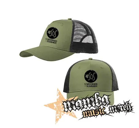 5 SECONDS OF SUMMER - Sign - olivovočierna sieťkovaná šiltovka model "Trucker Cap"