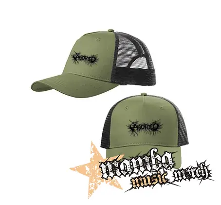 ABORTED - Logo - olivovočierna sieťkovaná šiltovka model "Trucker Cap"