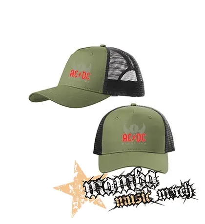 ACDC - Black Ice Angus Silhouette - olivovočierna sieťkovaná šiltovka model "Trucker Cap"