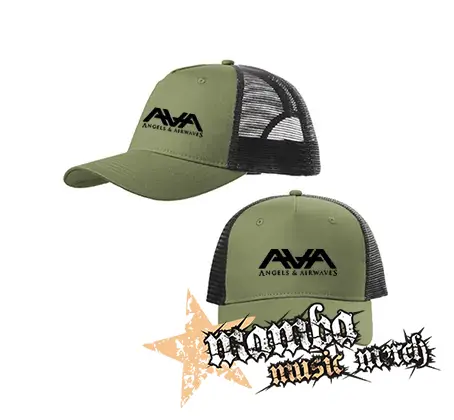 ANGELS AND AIRWAVES - Logo - olivovočierna sieťkovaná šiltovka model "Trucker Cap"