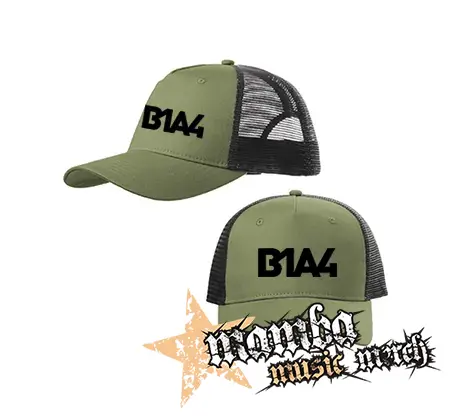 B1A4 - Logo - olivovočierna sieťkovaná šiltovka model "Trucker Cap"